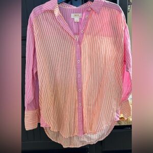 Anthropologie Maeve Pink and Orange Striped Blouse